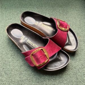 Birkenstock Sandals Red with gold buckle